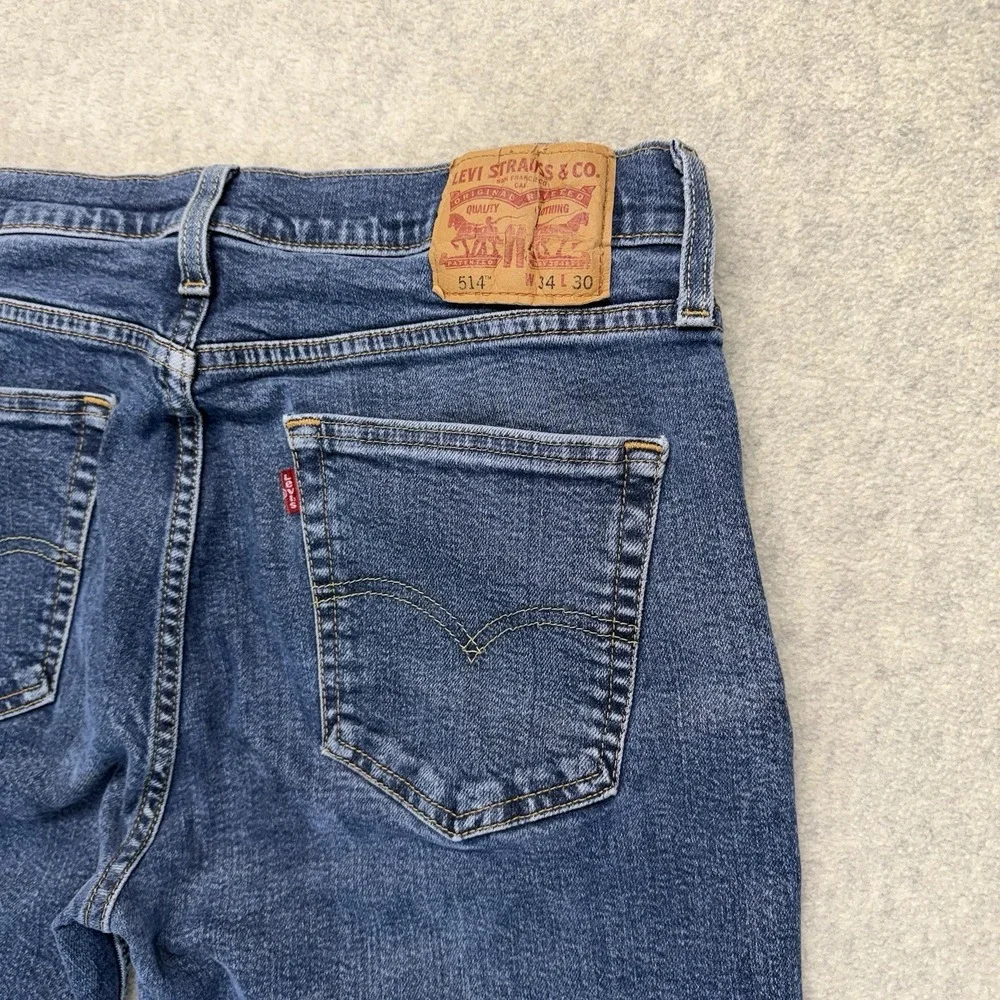 Levi's 514 Straight Fit Jeans Men's 34x30 Medium Wash Denim Cotton